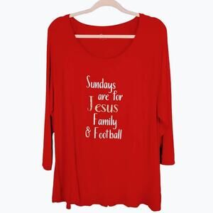 C EST. 1946‎ Womens XL Red Burnt Orange Graphic Print Tunic Top Shirt 3/4 Sleeve